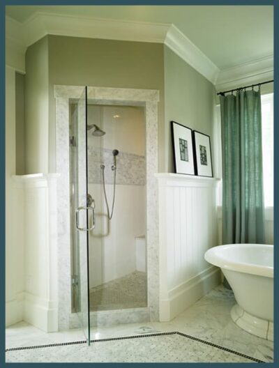 Glass shower door for a walk-in shower