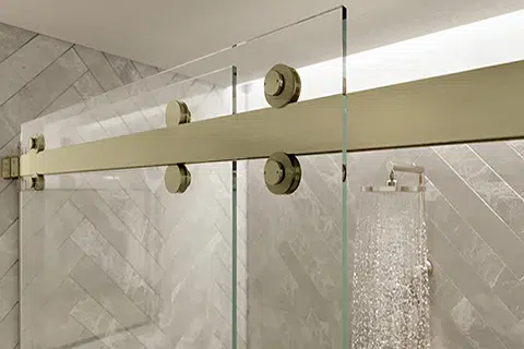 Shower Enclosure with Brushed Nickel Hardware
