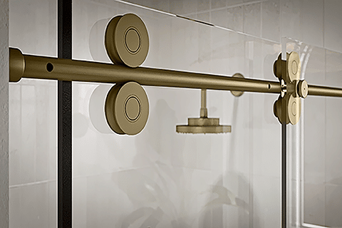 Shower Enclosure with Gold Hardware